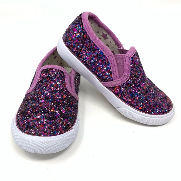 Cat & Jack Other - Cat & Jack Purple Glitter Slip Ons girl toddler size: 7
